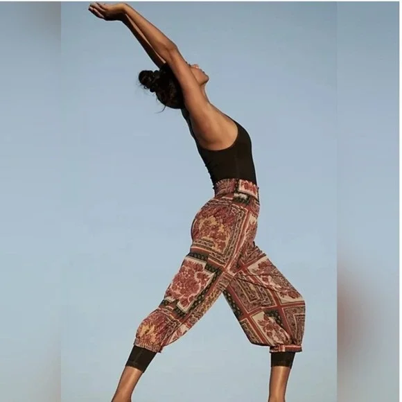 FP Movement Free People Sashay My Way Balloon Pants S Jogger Patchwork Yoga Boho - Picture 6 of 13